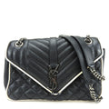 Saint Laurent Black Ivory Leather Shoulder Bag (Pre-Owned)