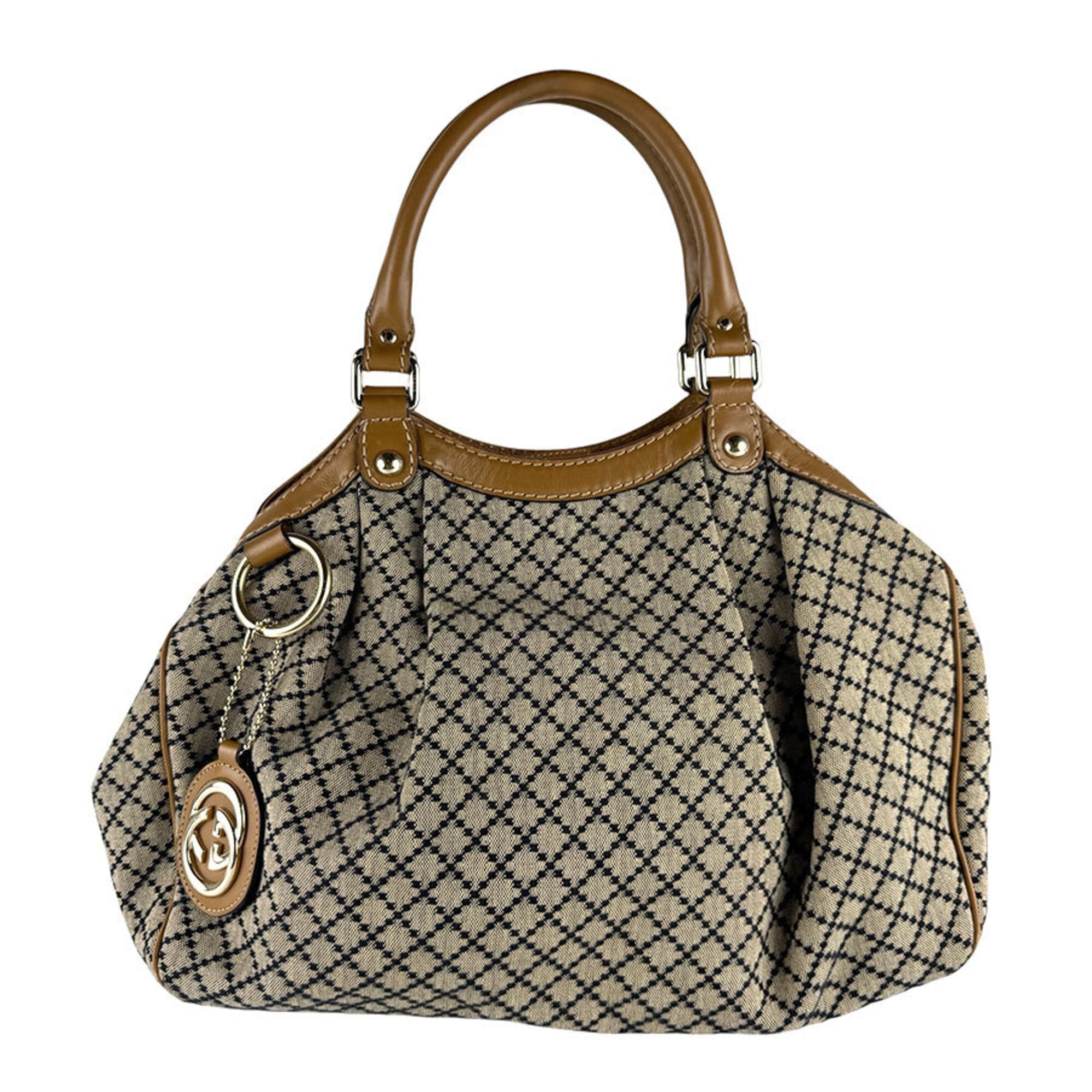 Gucci Brown Canvas Leather Handbag (Pre-Owned)