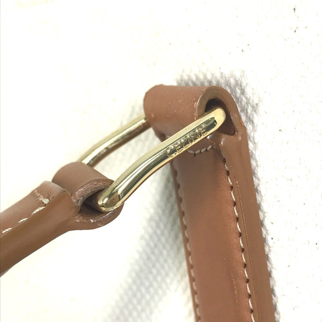 Celine Cabas Beige Canvas Leather Shoulder Bag Tote Bag