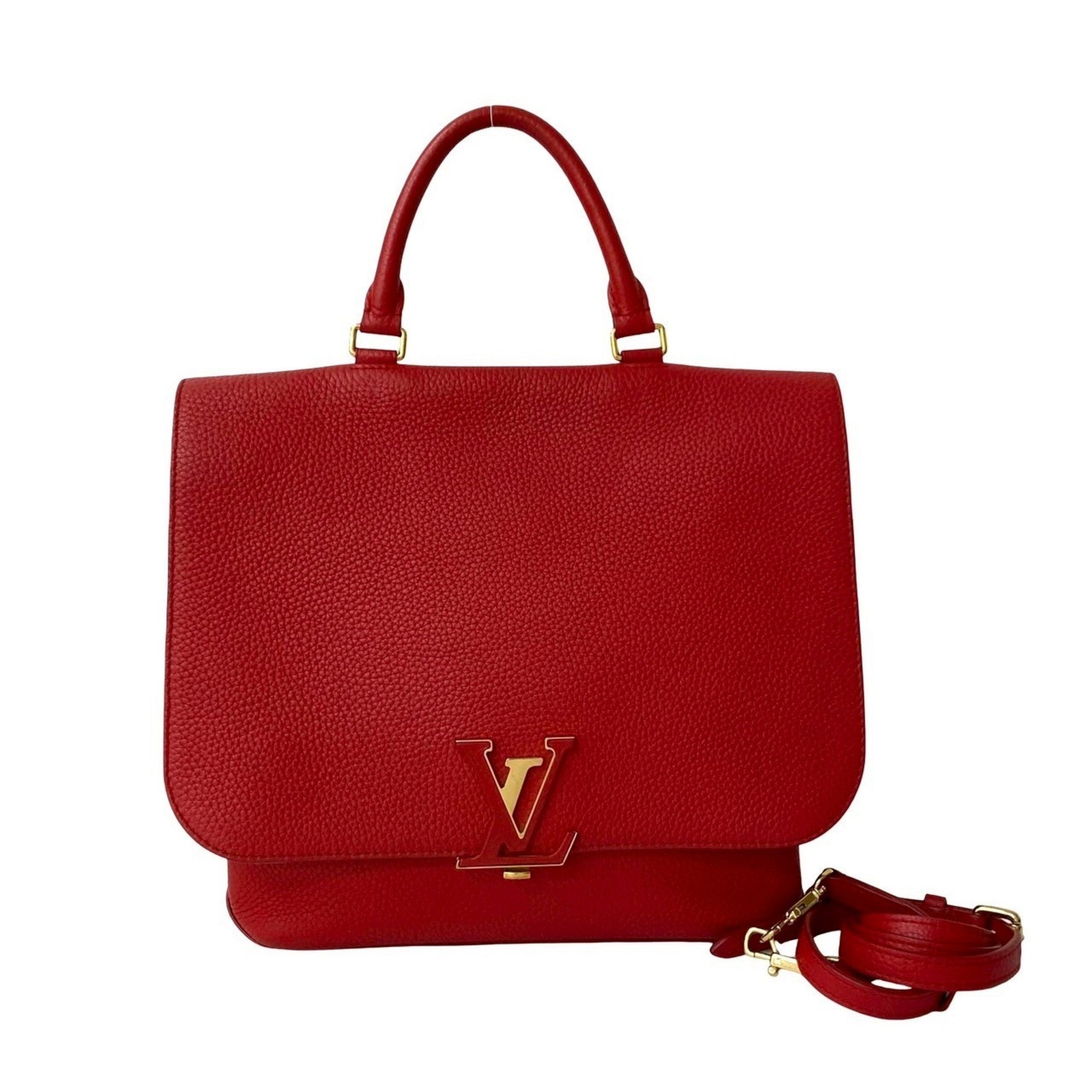 Louis Vuitton Red Color Leather Handbag Shoulder Bag Tote Bag