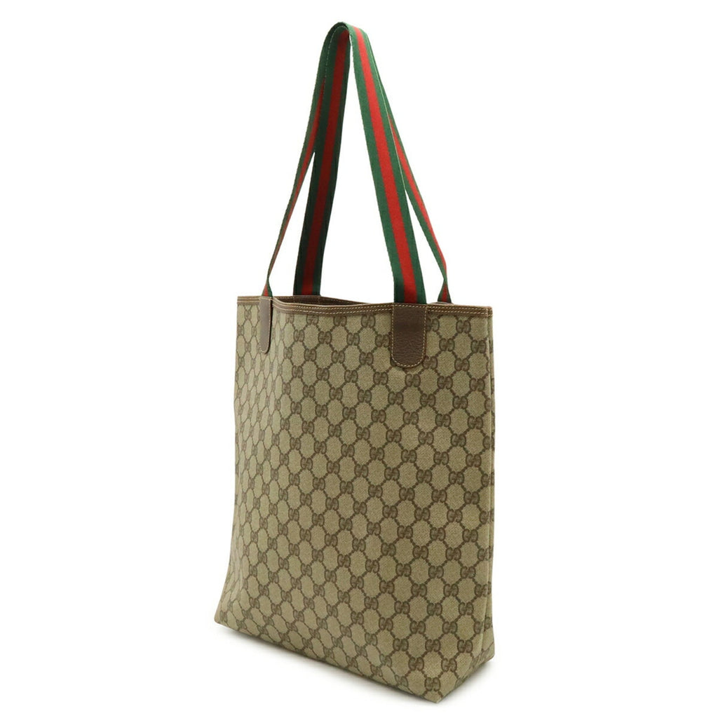 Gucci Beige Brown Green Red Color Pvc Leather Shoulder Bag Tote Bag (Pre-Owned)