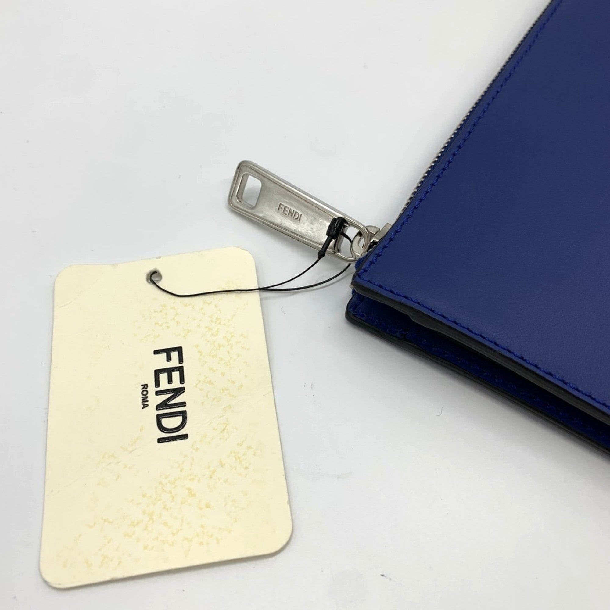 Fendi Blue Leather Clutch Bag Pouch