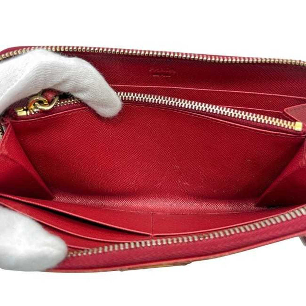 Prada Red Color Saffiano Long Wallet (Bi-Fold)