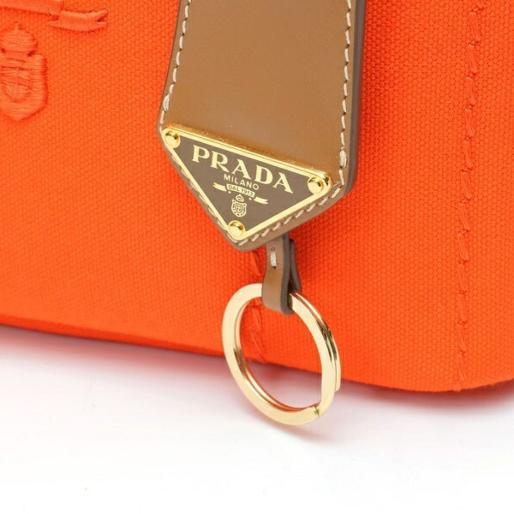 Prada Orange Cotton Canvas Handbag Tote Bag