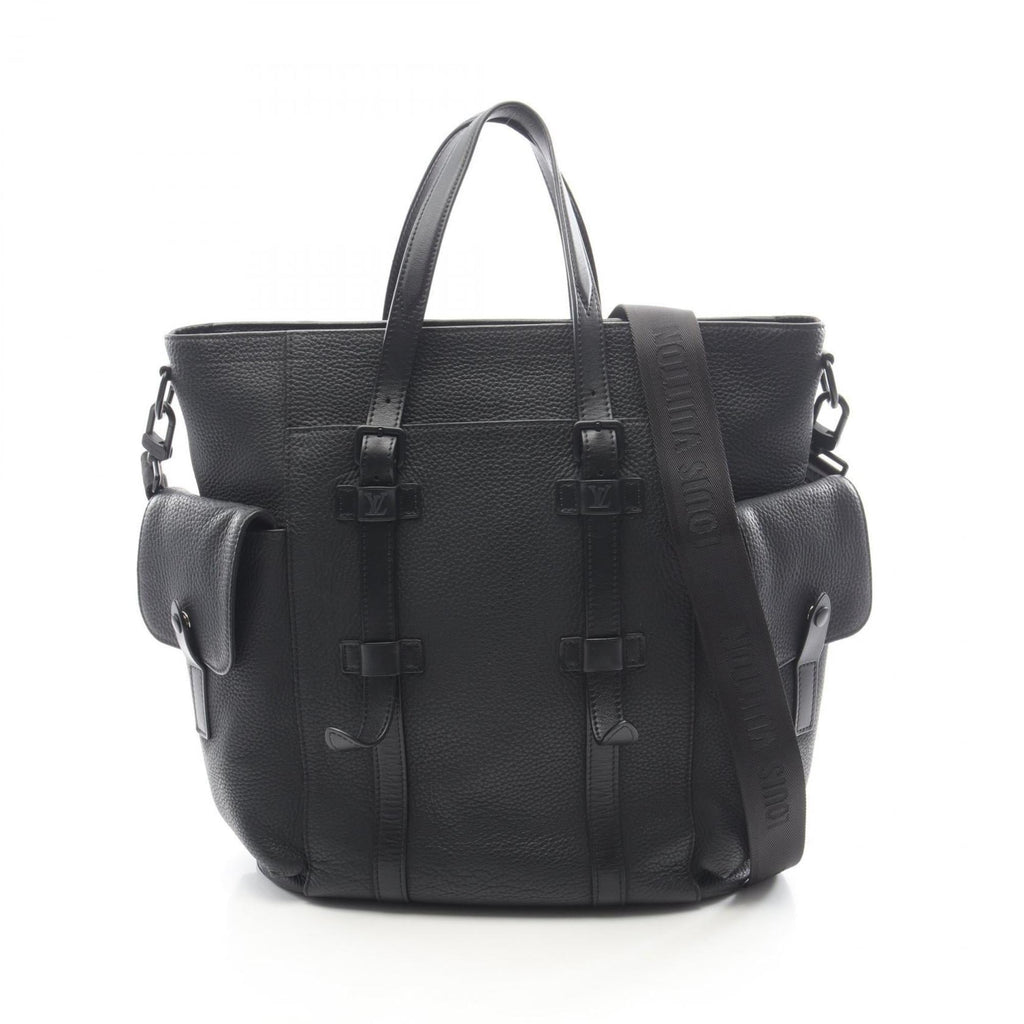 Louis Vuitton Black Leather Tote Bag