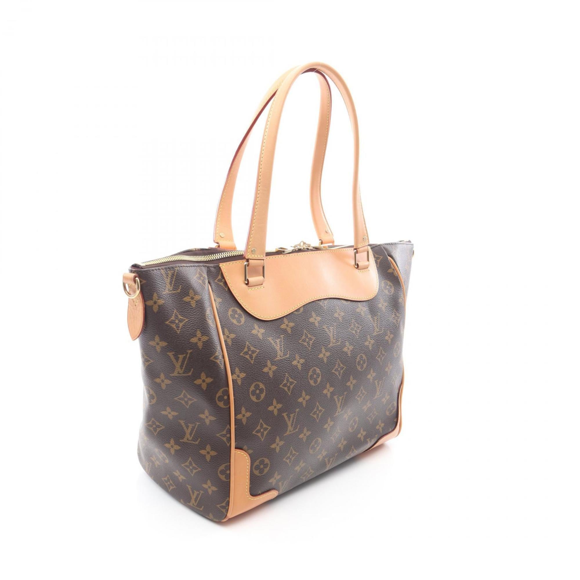 Louis Vuitton Brown Monogram Coated Canvas Leather Handbag Tote Bag