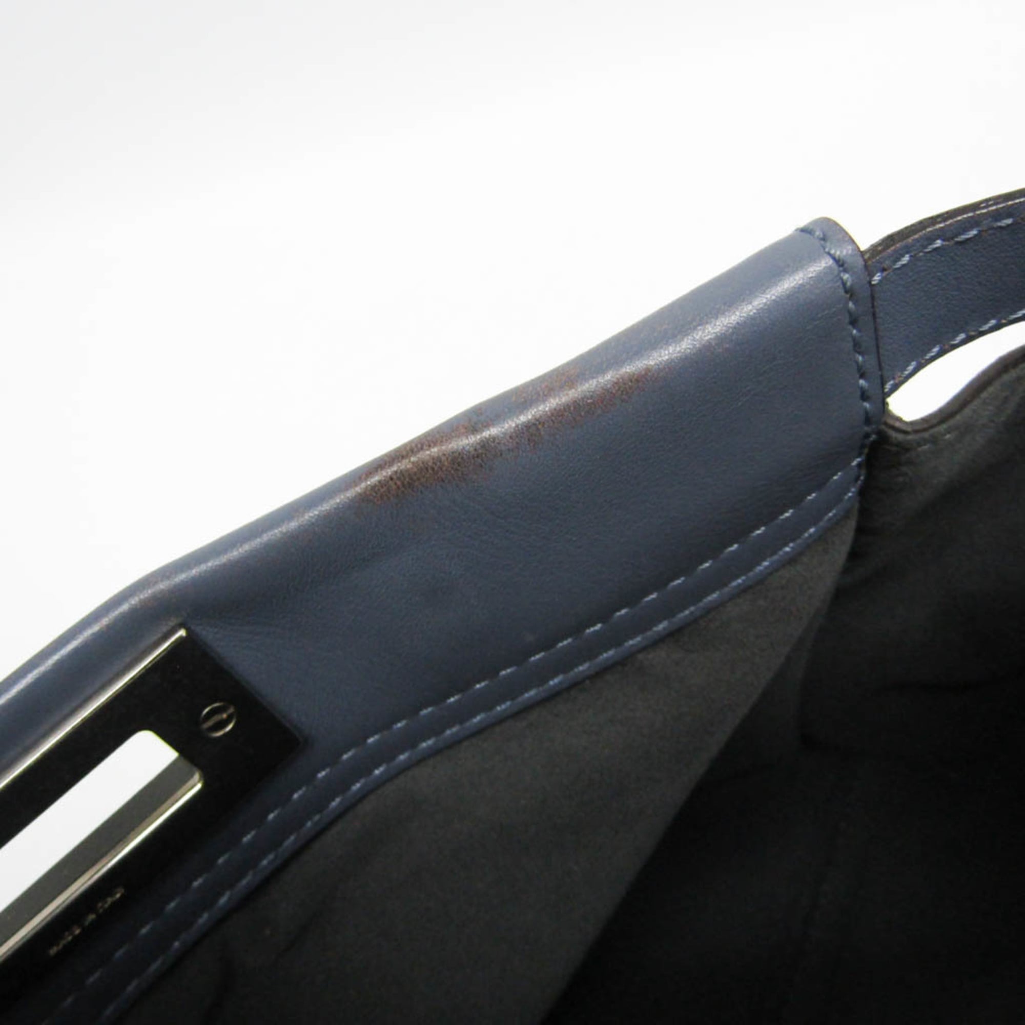 Fendi Peekaboo Blue Leather Handbag Shoulder Bag