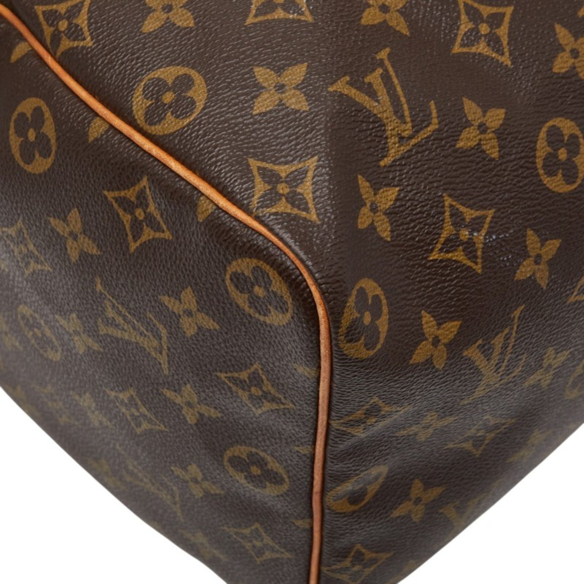 Louis Vuitton Brown Pvc Leather Boston Bag Handbag