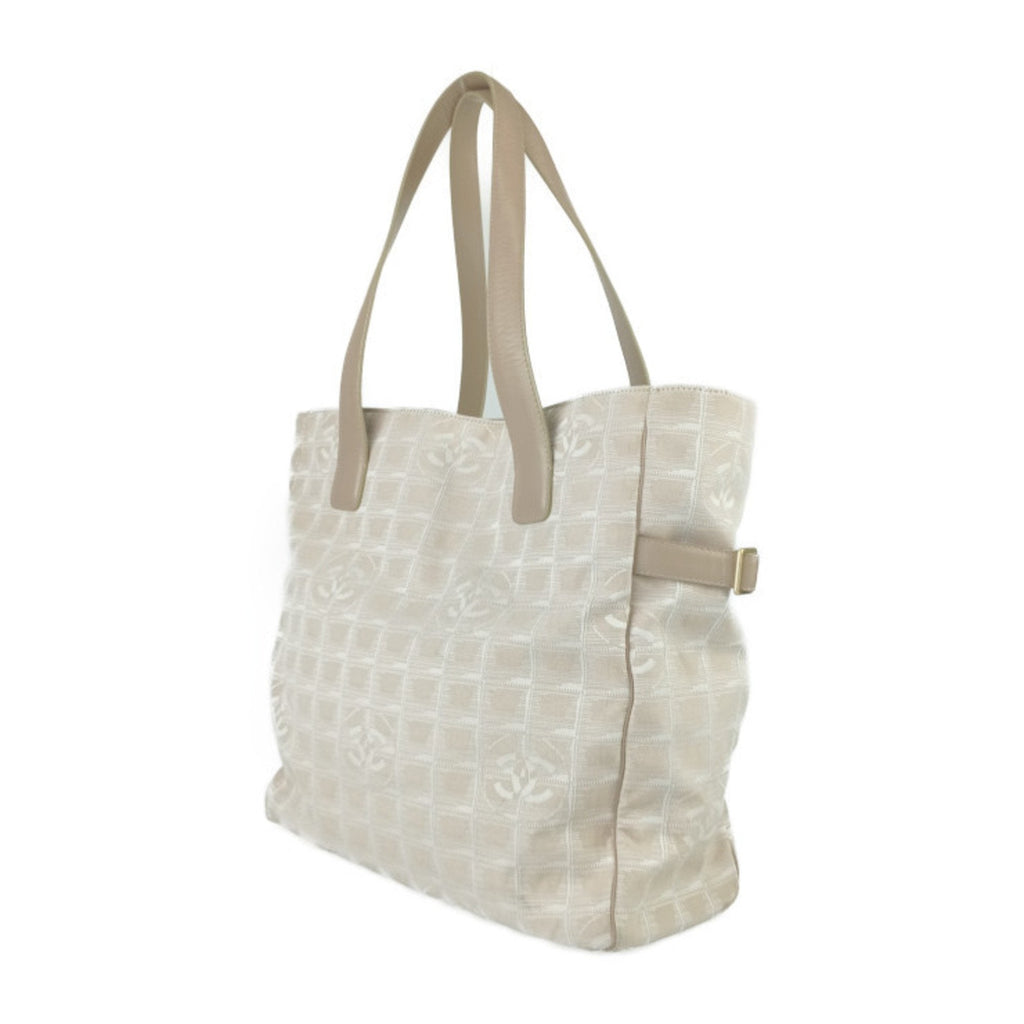 Chanel Beige Canvas Handbag Shoulder Bag Tote Bag