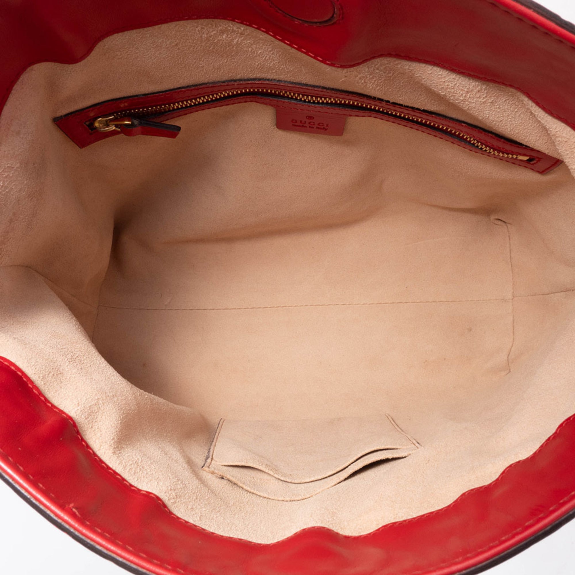 Gucci Red Color Leather Tote Bag (Pre-Owned)