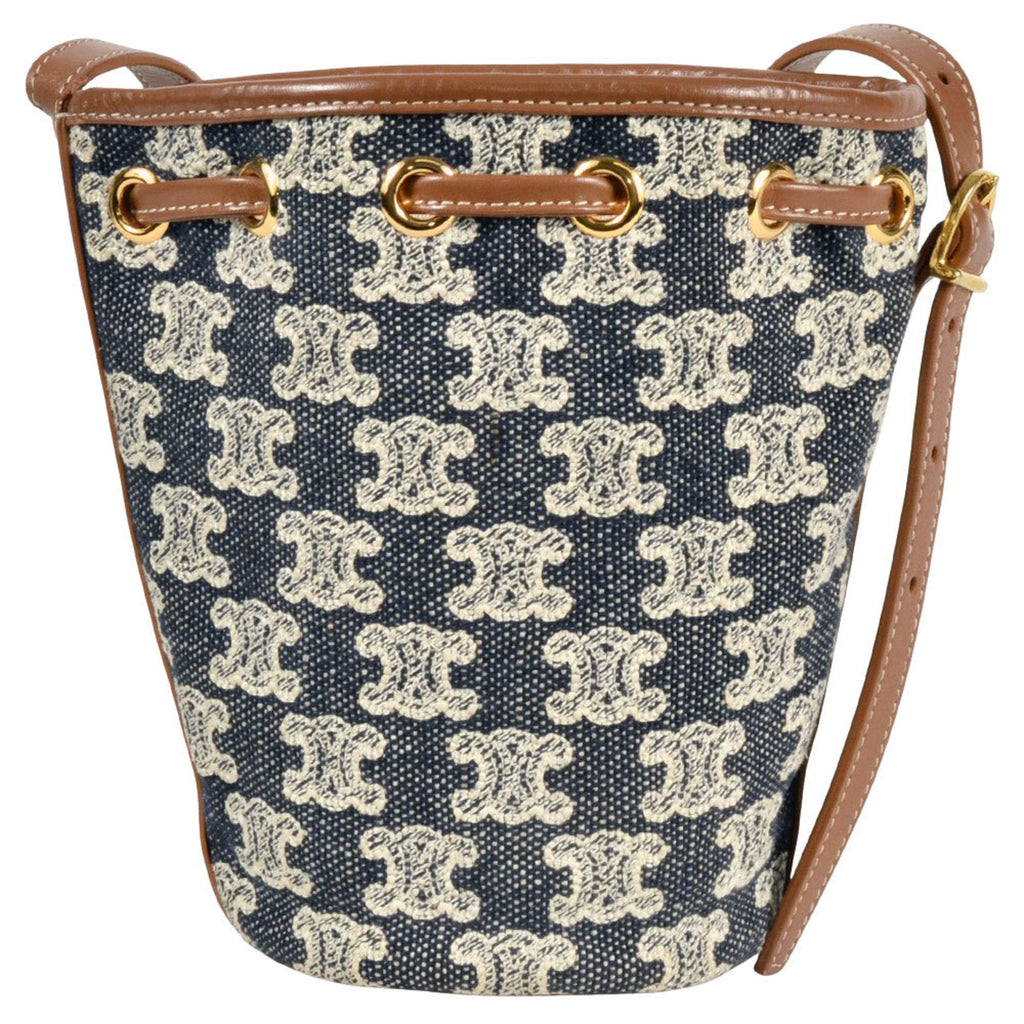 Celine Navy Canvas Shoulder Bag