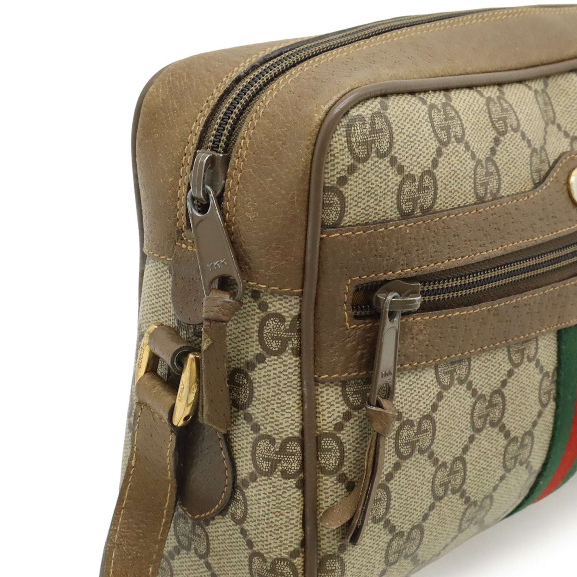 Gucci Beige Beige Brown Brown Green Red Color Gg Plus Pochette Shoulder Bag (Pre-Owned)
