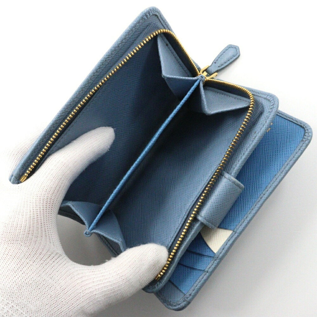 Prada Astrale Light Blue Saffiano Wallet (Bi-Fold)
