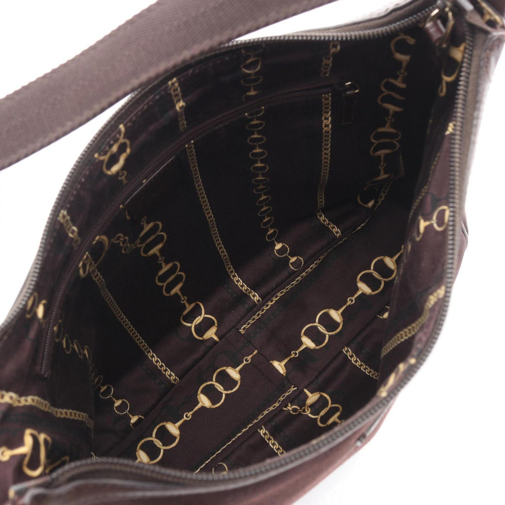 Gucci Brown Canvas Leather Handbag Shoulder Bag (Pre-Owned)