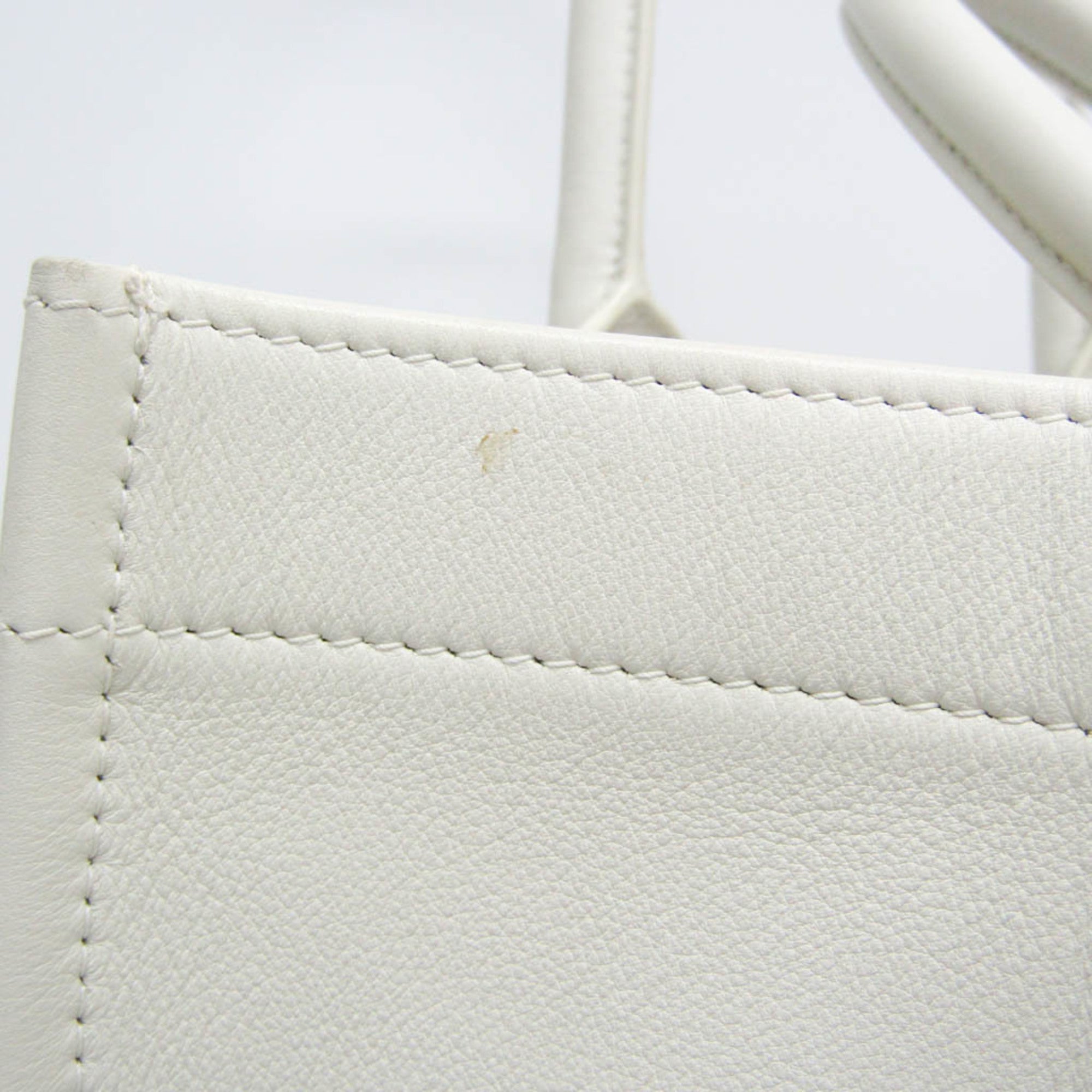 Christian Dior Black White Leather Tote Bag (Pre-Owned)