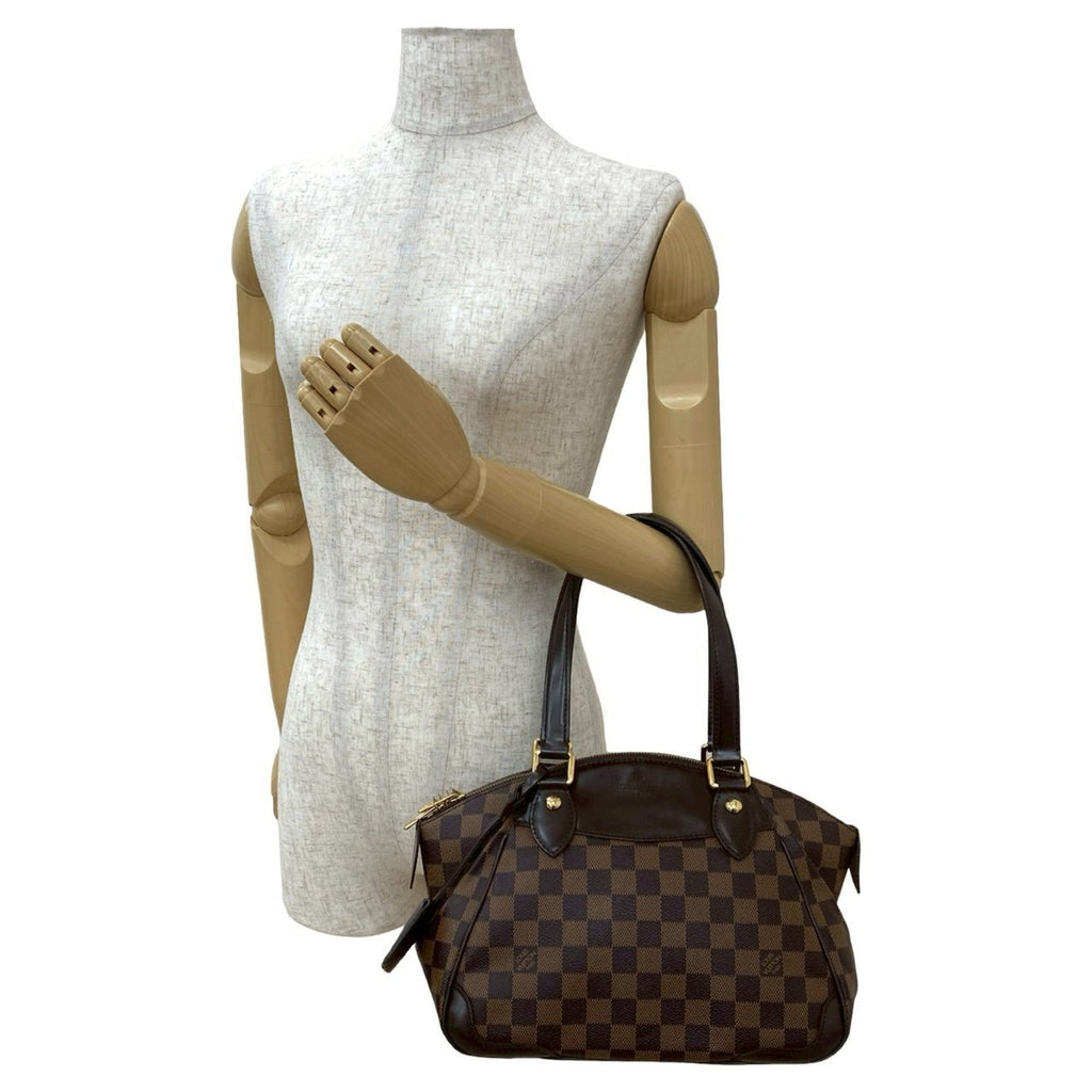 Louis Vuitton Brown Leather Pvc Handbag Tote Bag