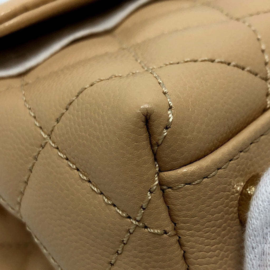 Chanel Beige Grained Calfskin Handbag Shoulder Bag