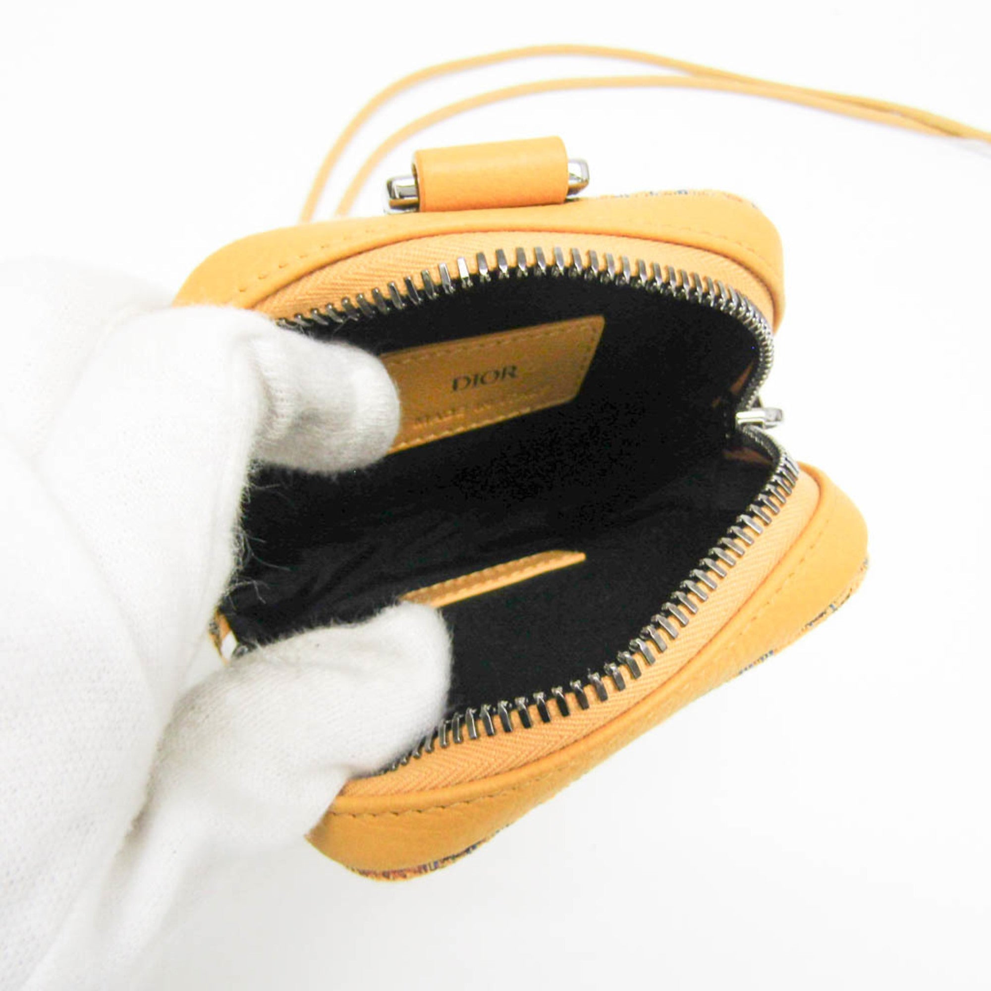 Christian Dior Yellow Leather Jacquard Pouch Shoulder Bag (Pre-Owned)