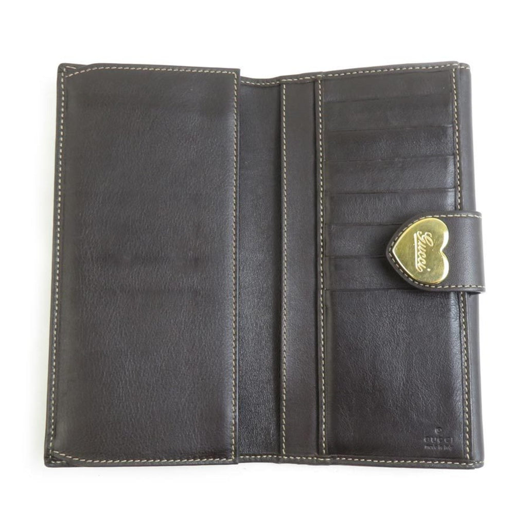 Gucci Brown Gg Canvas Leather Long Wallet (Bi-Fold) (Pre-Owned)