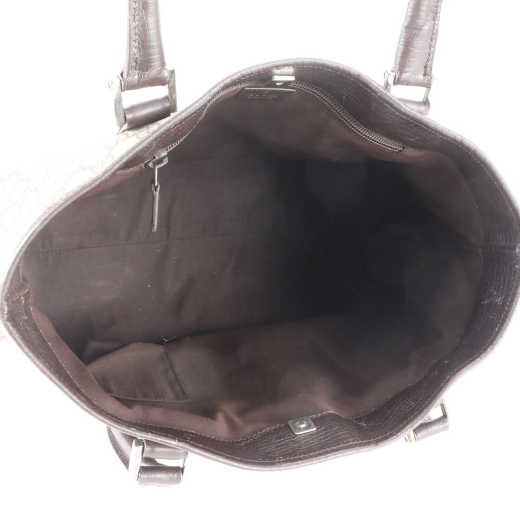 Gucci Beige Brown Leather Coated Canvas Handbag Shoulder Bag Tote Bag (Pre-Owned)