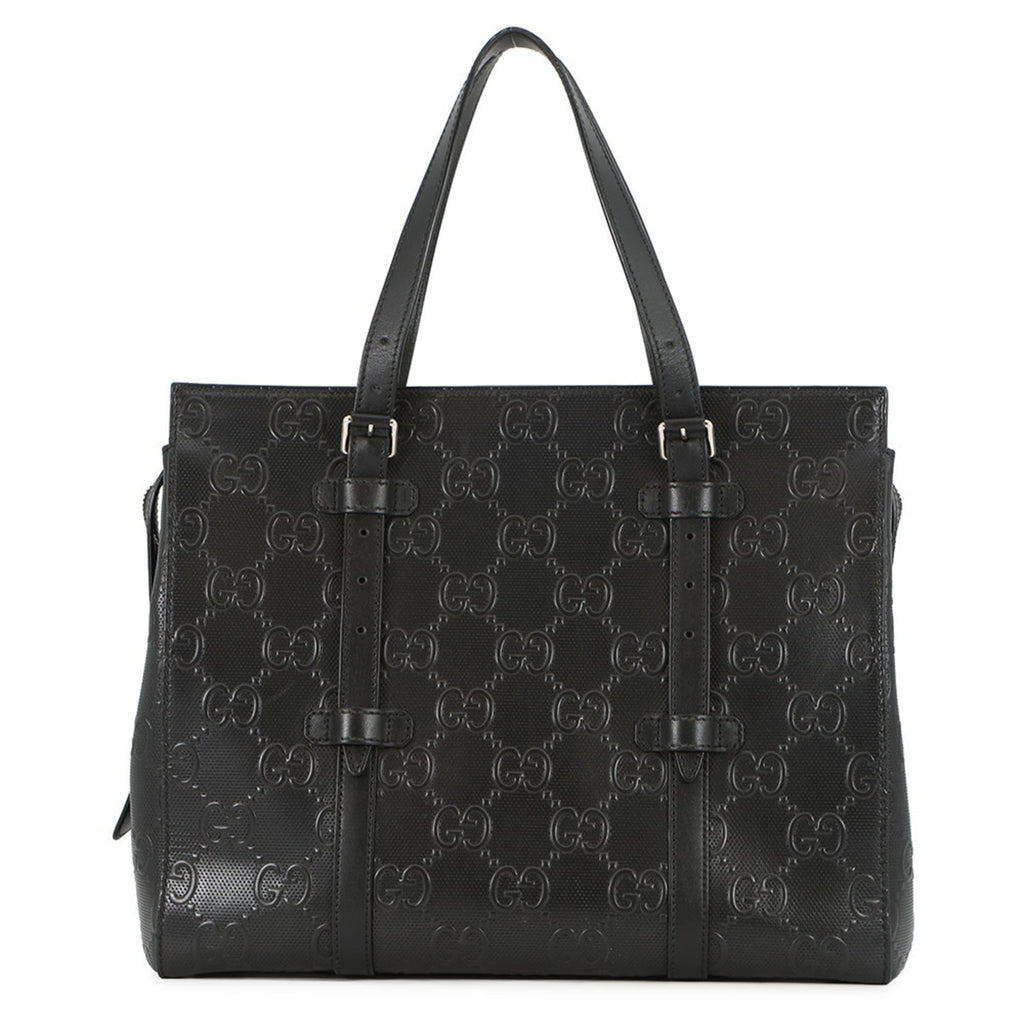 Gucci Black Leather Handbag Tote Bag (Pre-Owned)