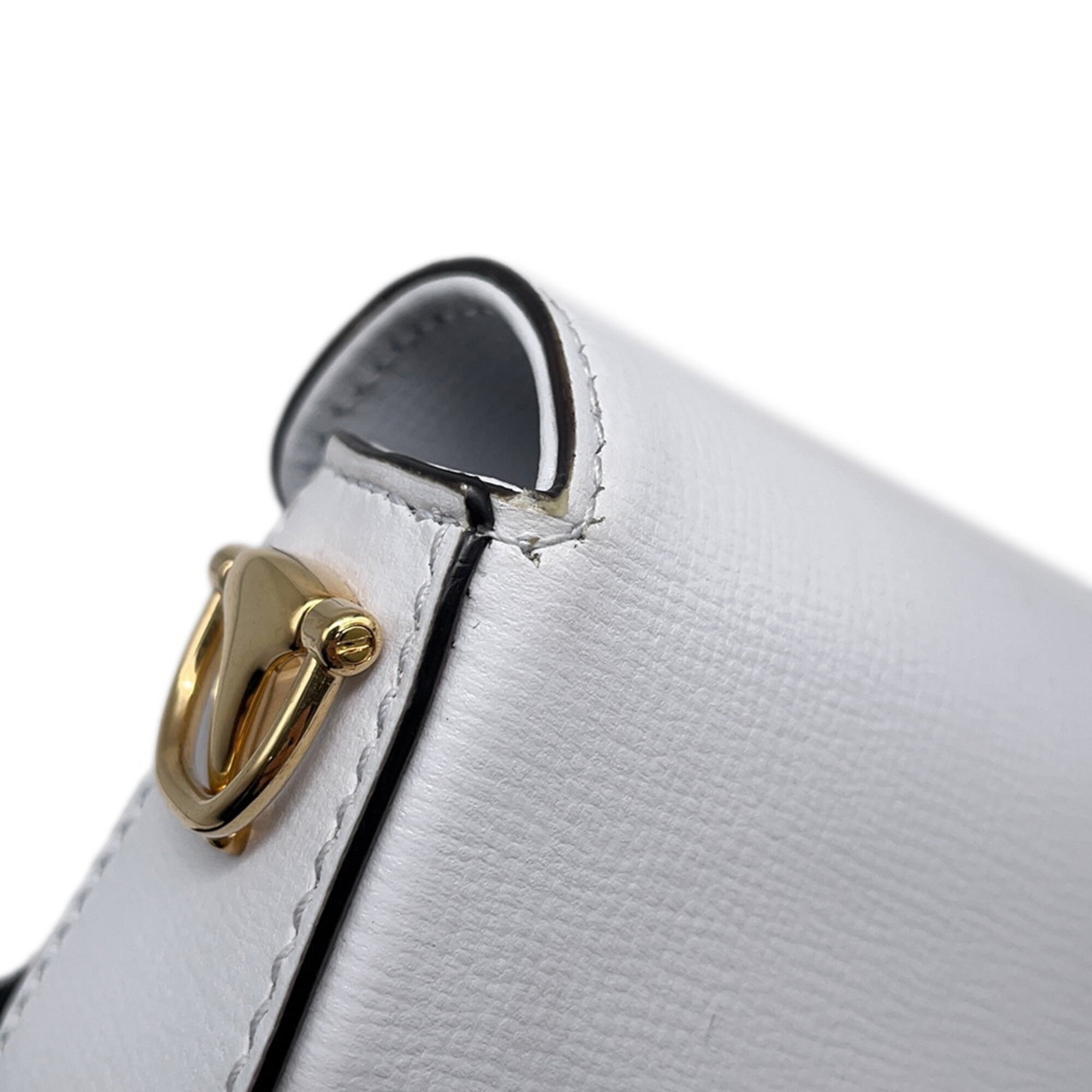 Gucci Horsebit White Leather Handbag Shoulder Bag (Pre-Owned)