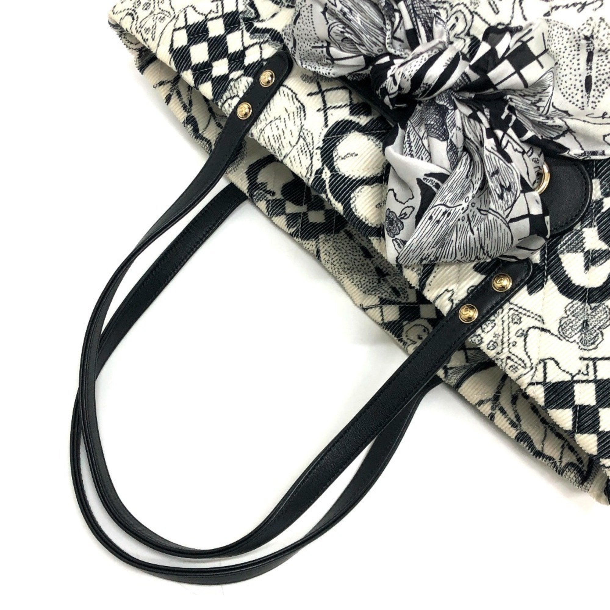 Chanel Black White Canvas Handbag Tote Bag