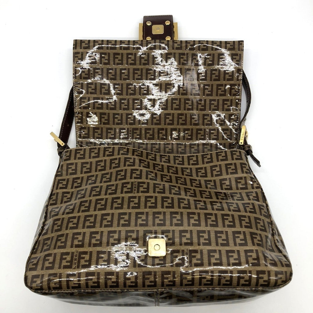 Fendi Zucchino Brown Nylon Shoulder Bag