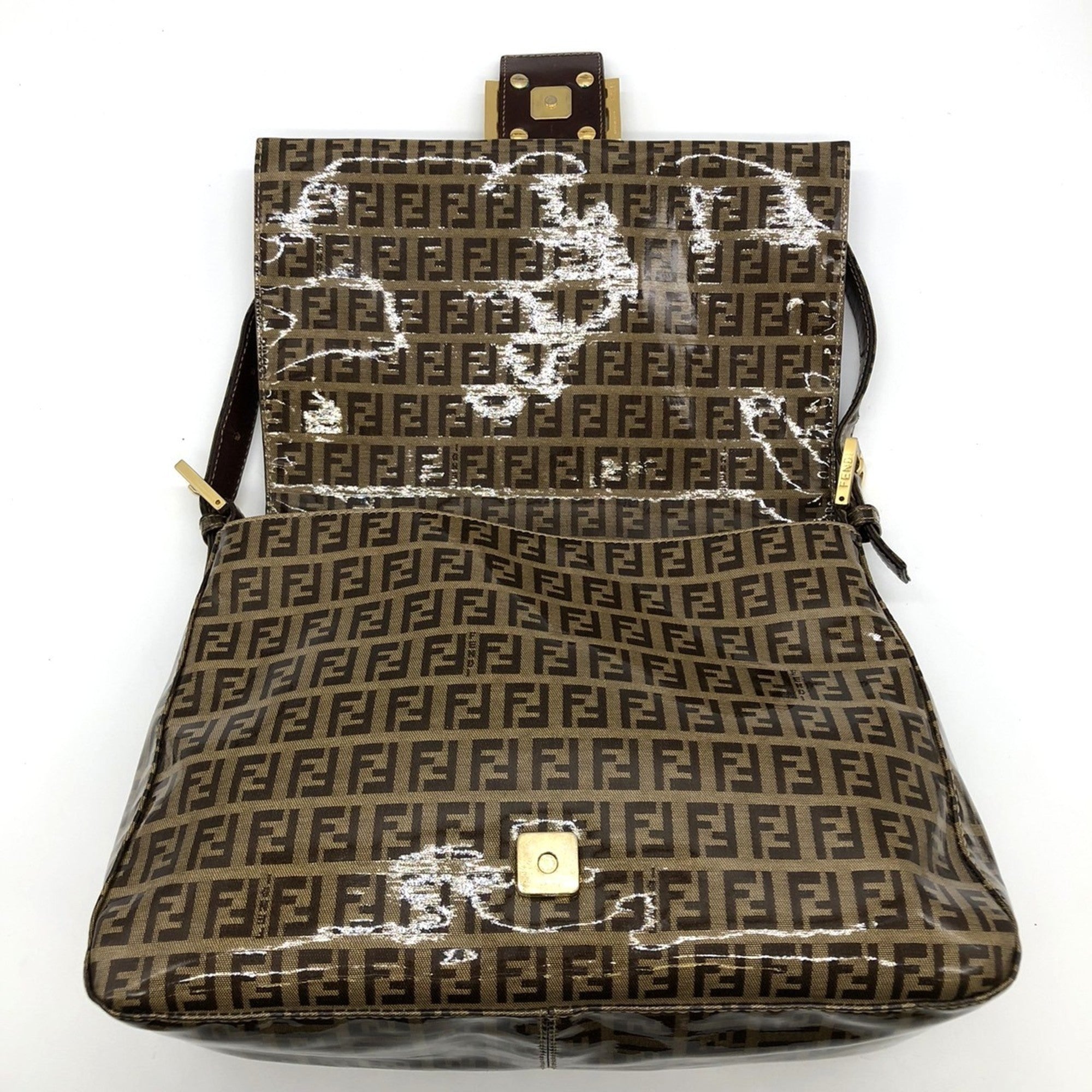Fendi Zucchino Brown Nylon Shoulder Bag