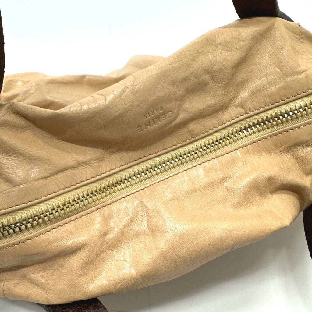 Celine Beige Leather Handbag Tote Bag