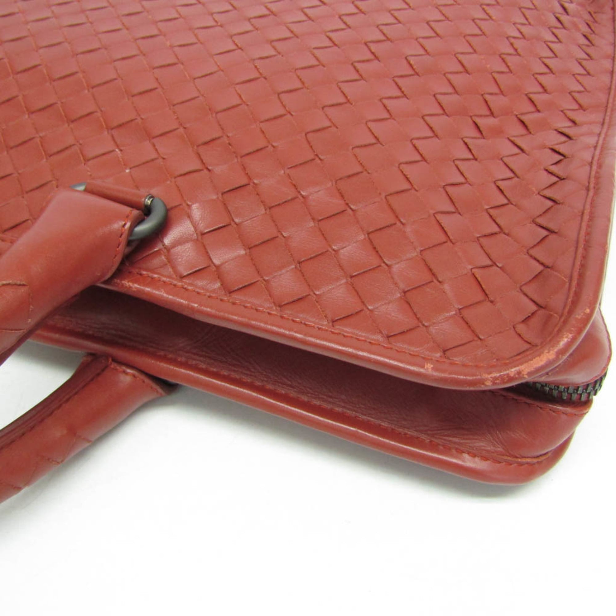 Bottega Veneta Soft Slim Briefcase Intrecciato Nappa Red Leather Briefcase Bag
