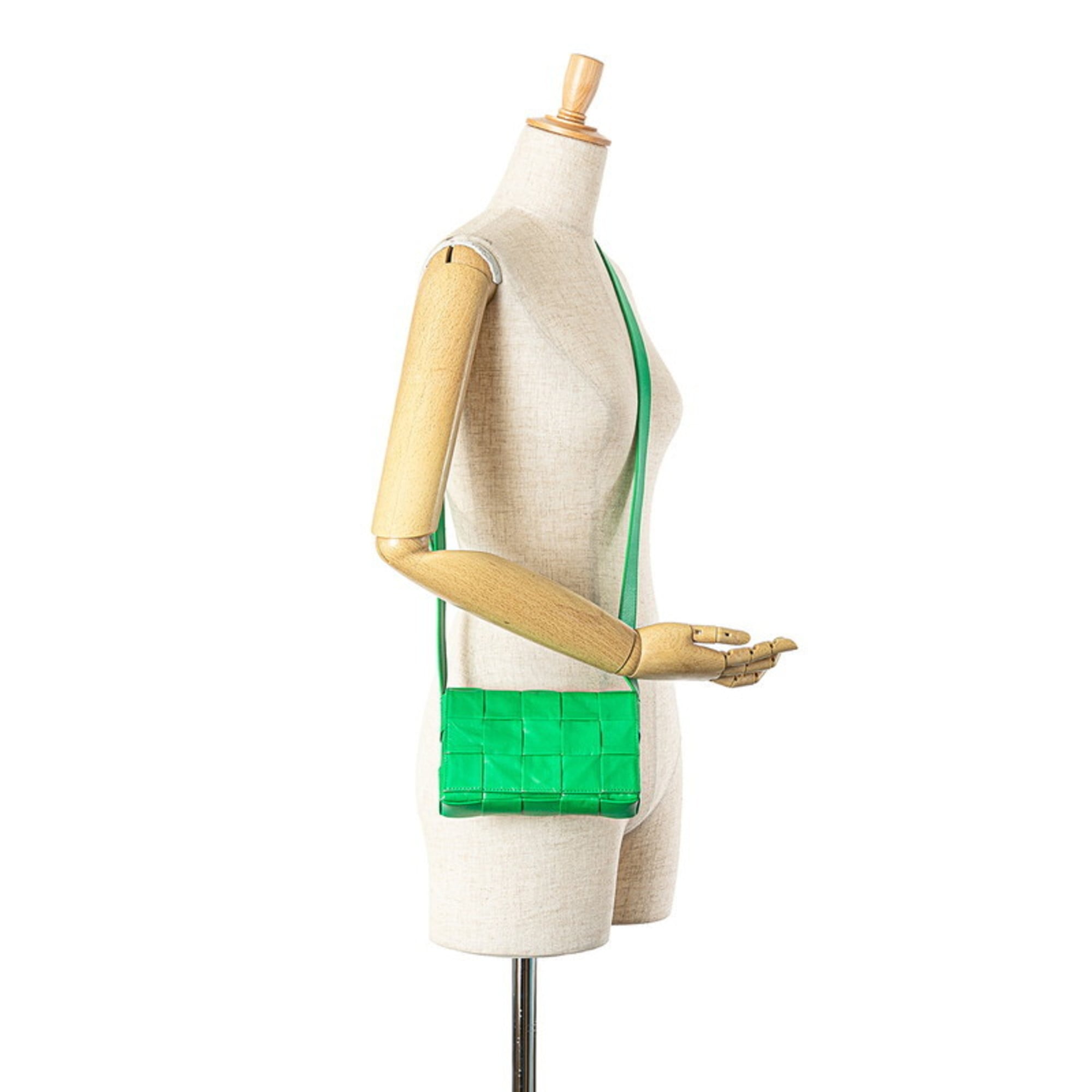 Bottega Veneta Green Leather Shoulder Bag Sling Bag