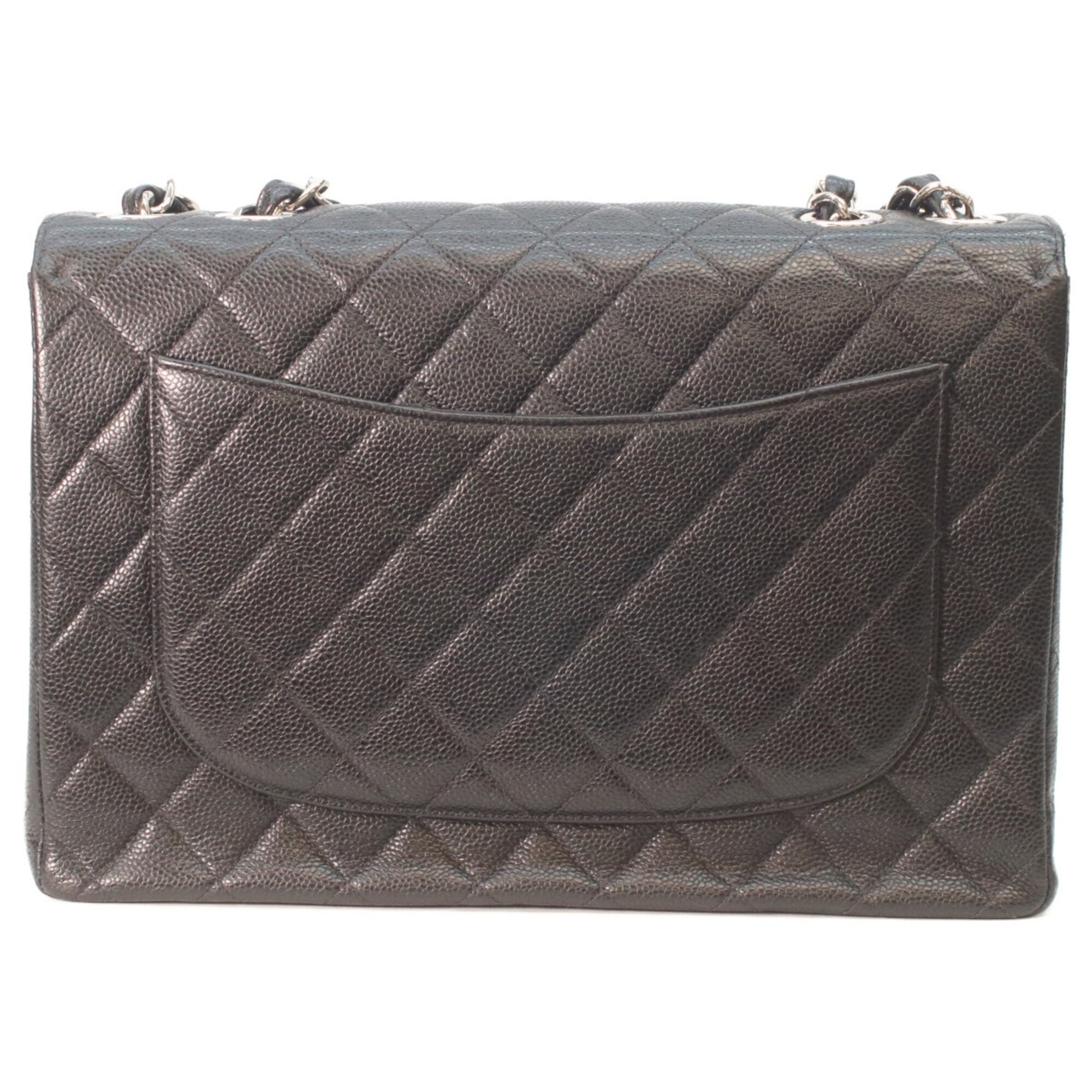 Chanel Black Grained Calfskin Shoulder Bag