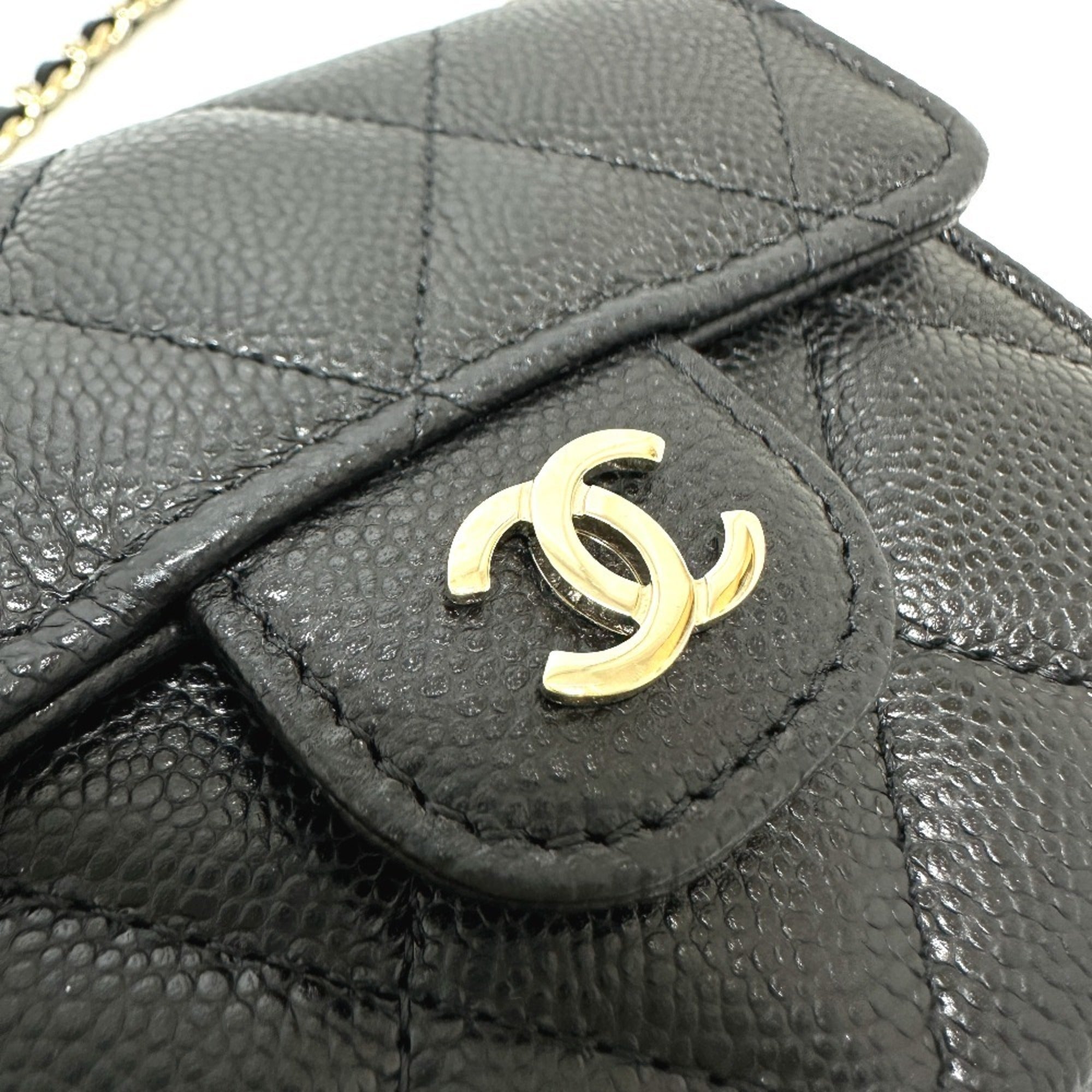 Chanel Black Grained Calfskin Coin Purse/Coin Case