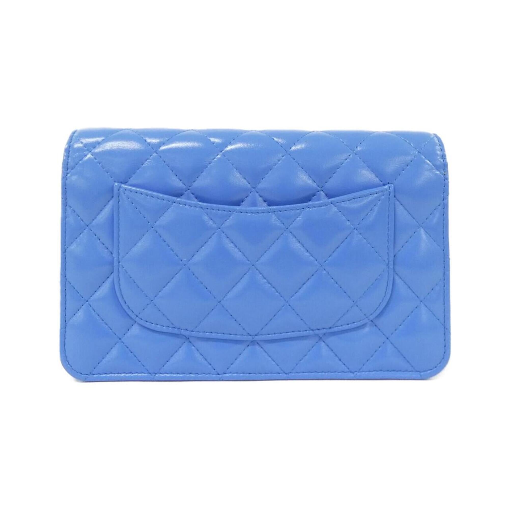 Chanel Blue Leather Chain/Shoulder Wallet