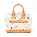Louis Vuitton Blanc White Coated Canvas Leather Handbag
