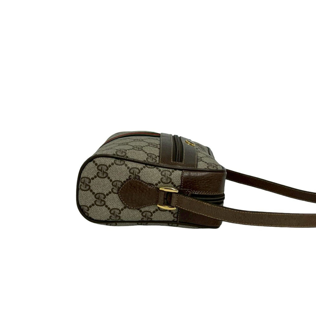 Gucci Brown Green Red Color Pvc Leather Shoulder Bag (Pre-Owned)