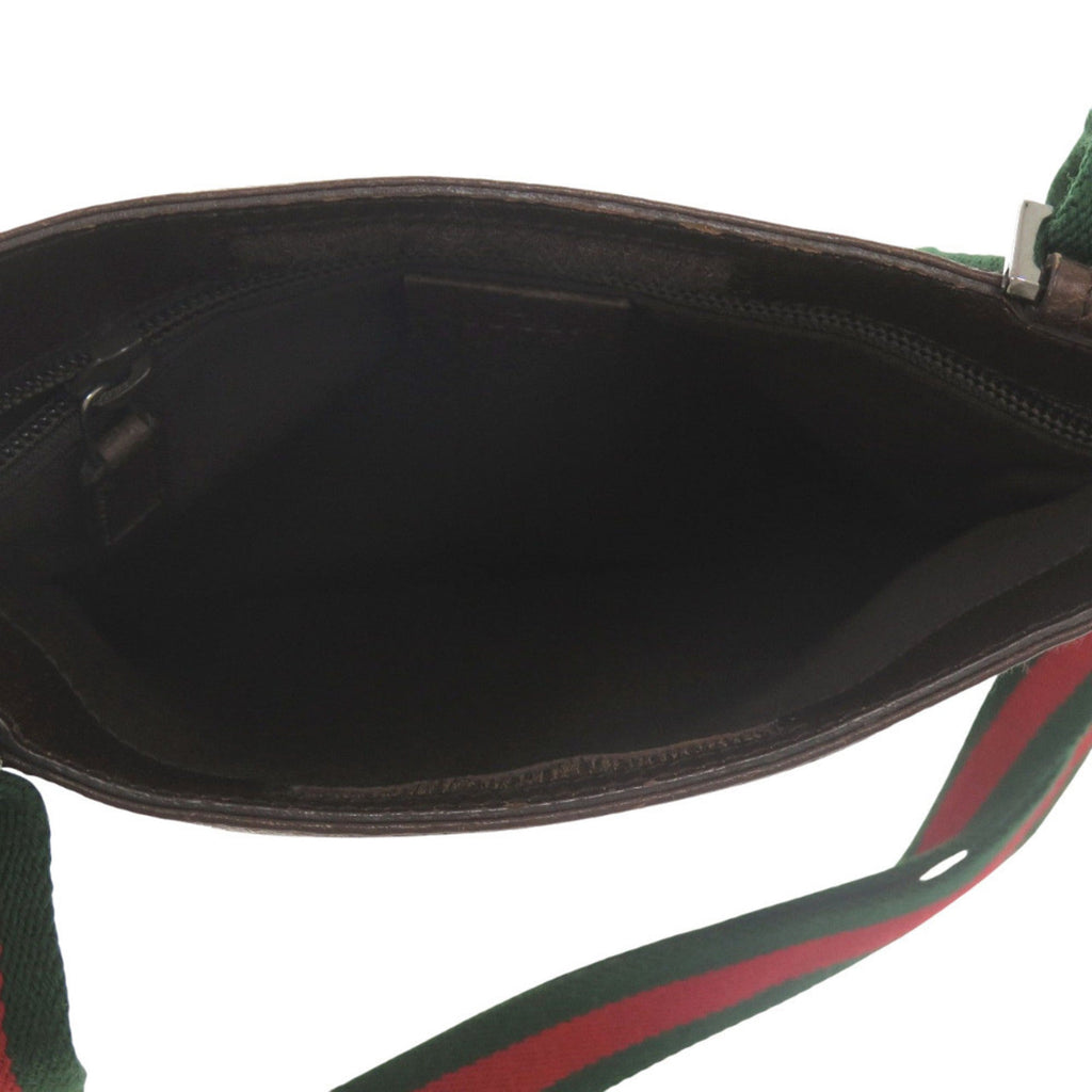Gucci Brown Green Red Color Gg Canvas Leather Messenger Bag Sling Bag (Pre-Owned)