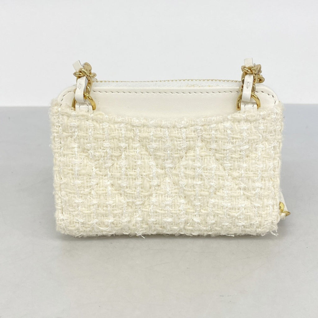 Chanel Ivory Tweed Chain/Shoulder Wallet