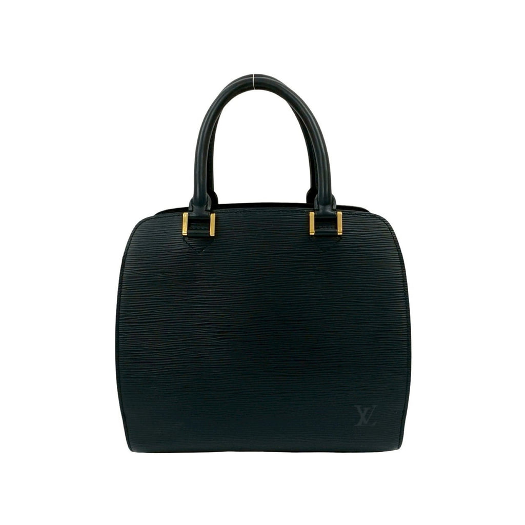 Louis Vuitton Black Leather Handbag Tote Bag