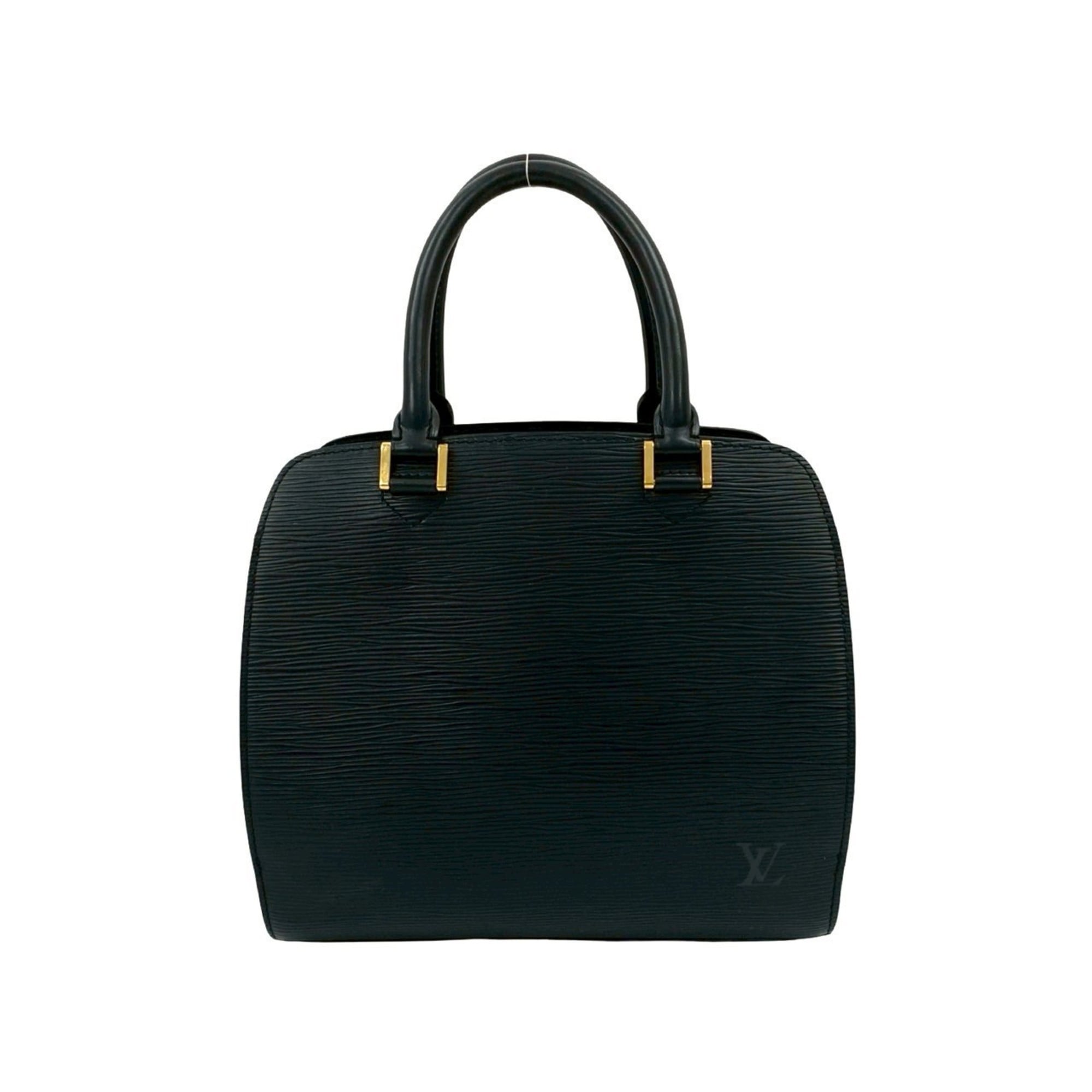 Louis Vuitton Black Leather Handbag Tote Bag