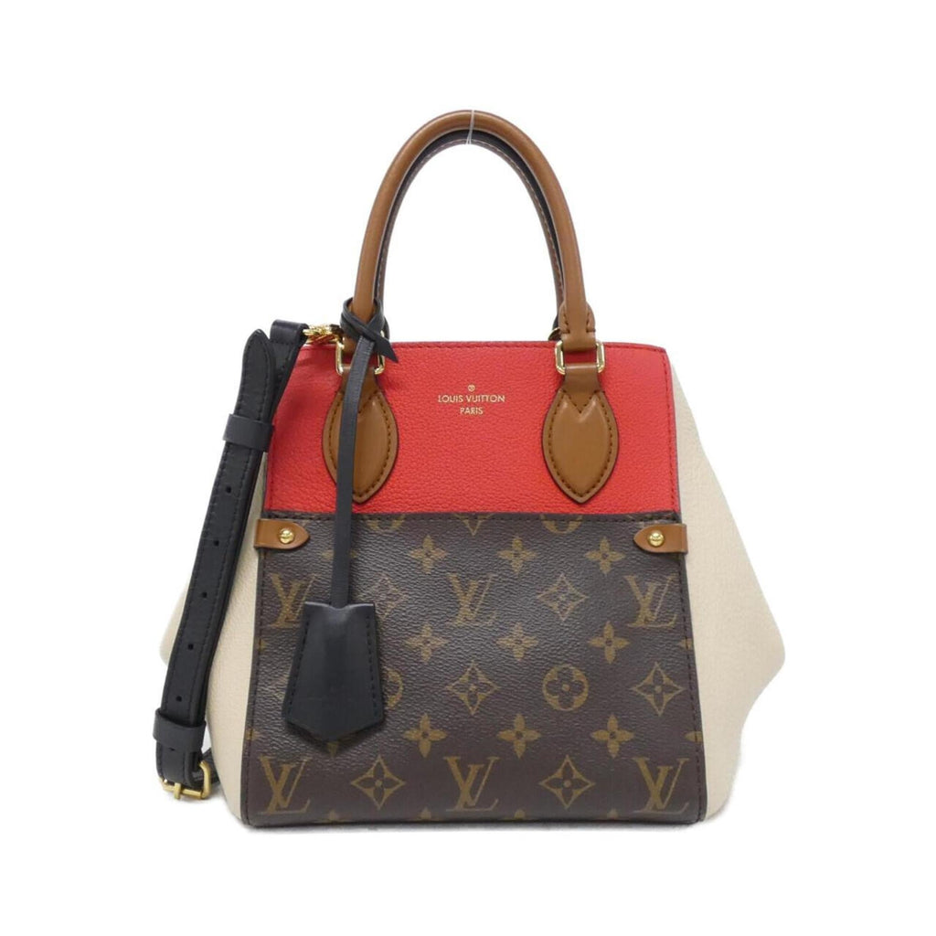 Louis Vuitton Monogram Black Cerise Cream Noir Coated Canvas Leather Handbag