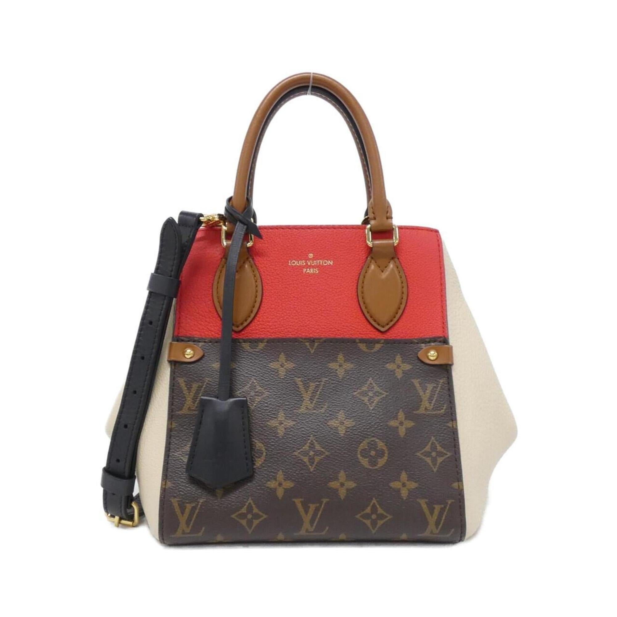 Louis Vuitton Monogram Black Cerise Cream Noir Coated Canvas Leather Handbag