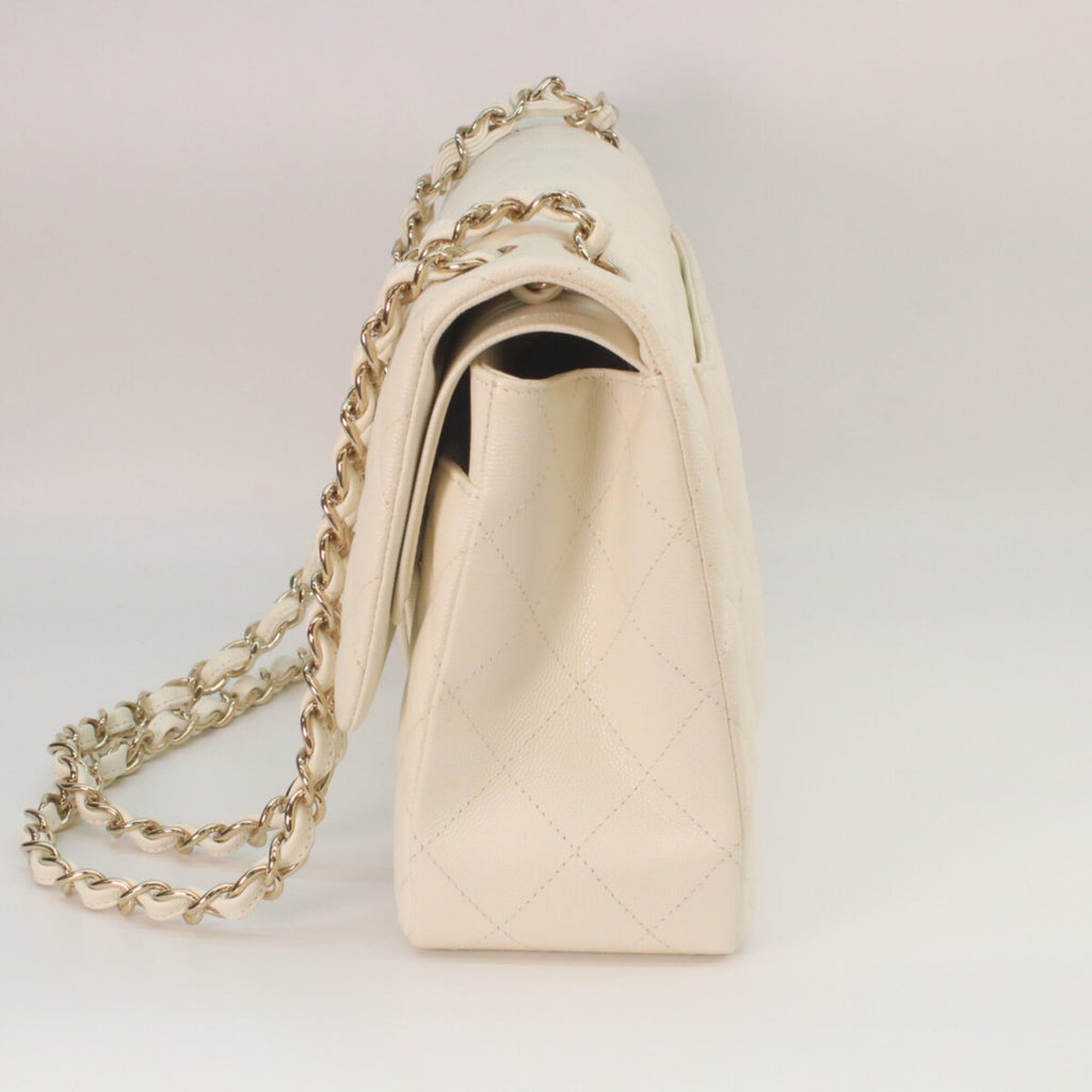 Chanel Ivory Grained Calfskin Shoulder Bag