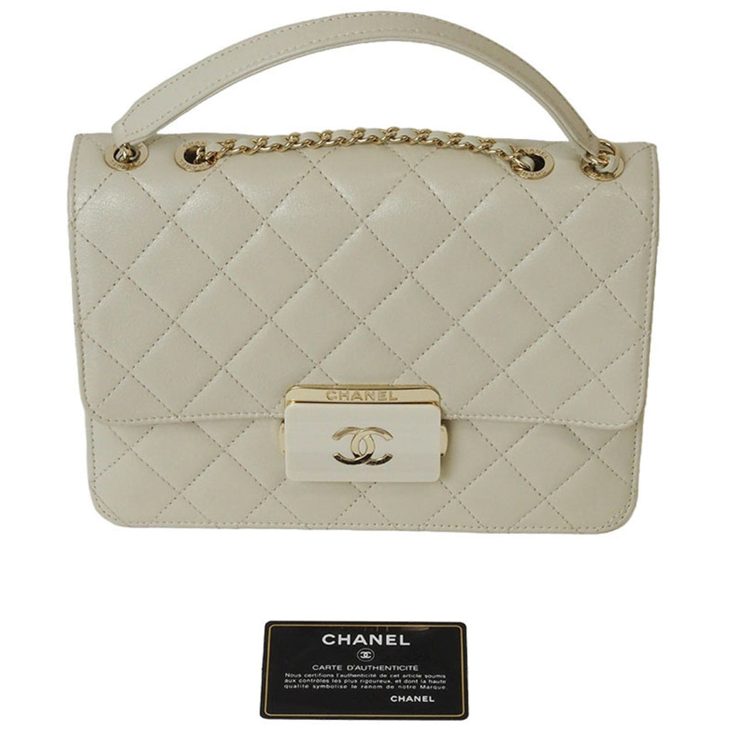 Chanel Light Beige Leather Shoulder Bag