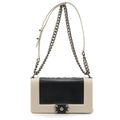 Chanel Black Ivory Leather Shoulder Bag