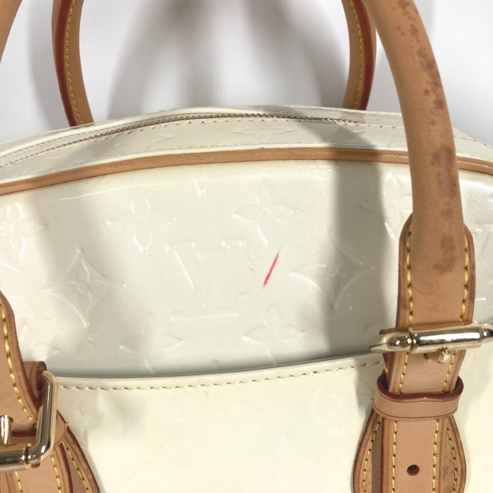 Louis Vuitton Pearl White Monogram Vernis Handbag Shoulder Bag Tote Bag