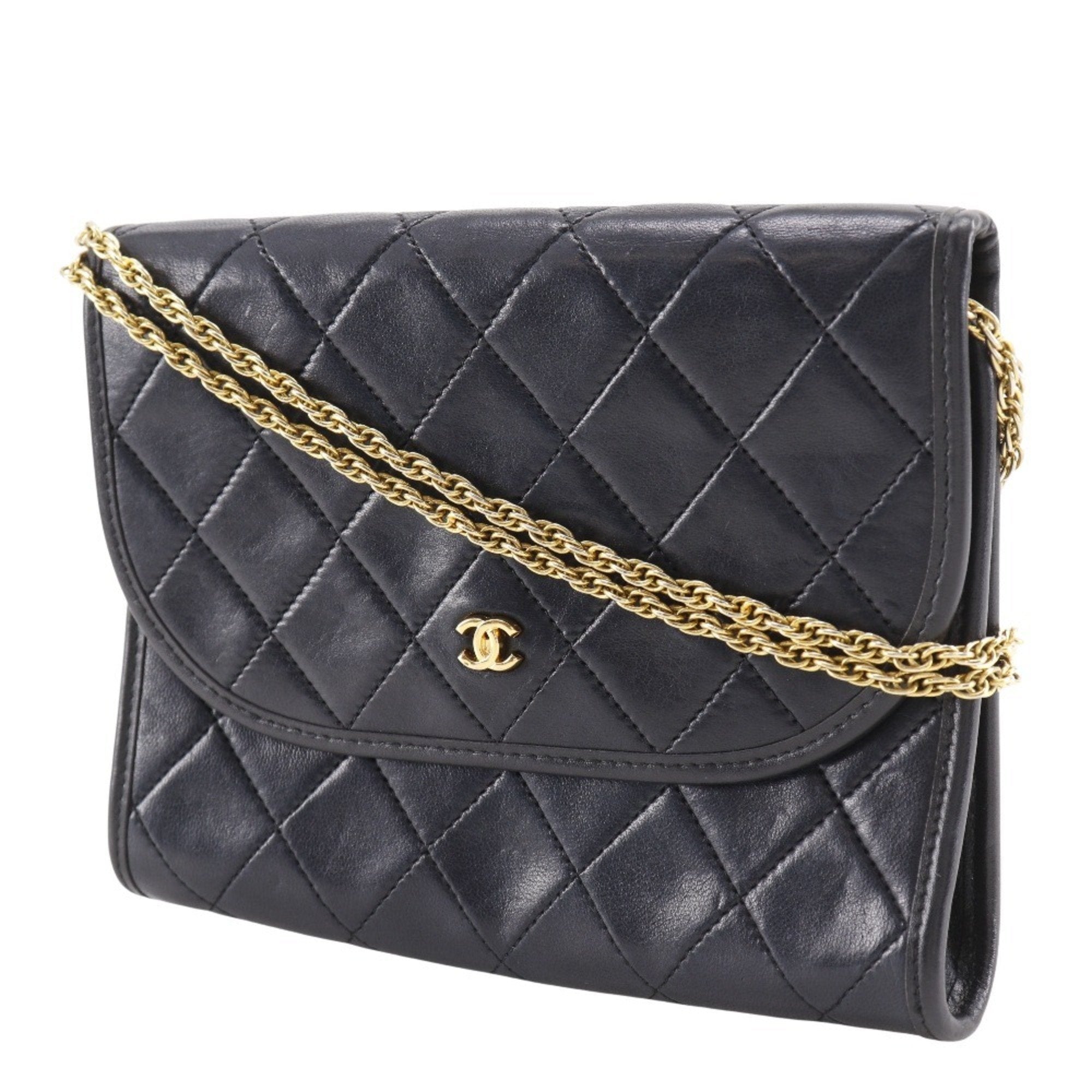 Chanel Black Leather Pochette Shoulder Bag