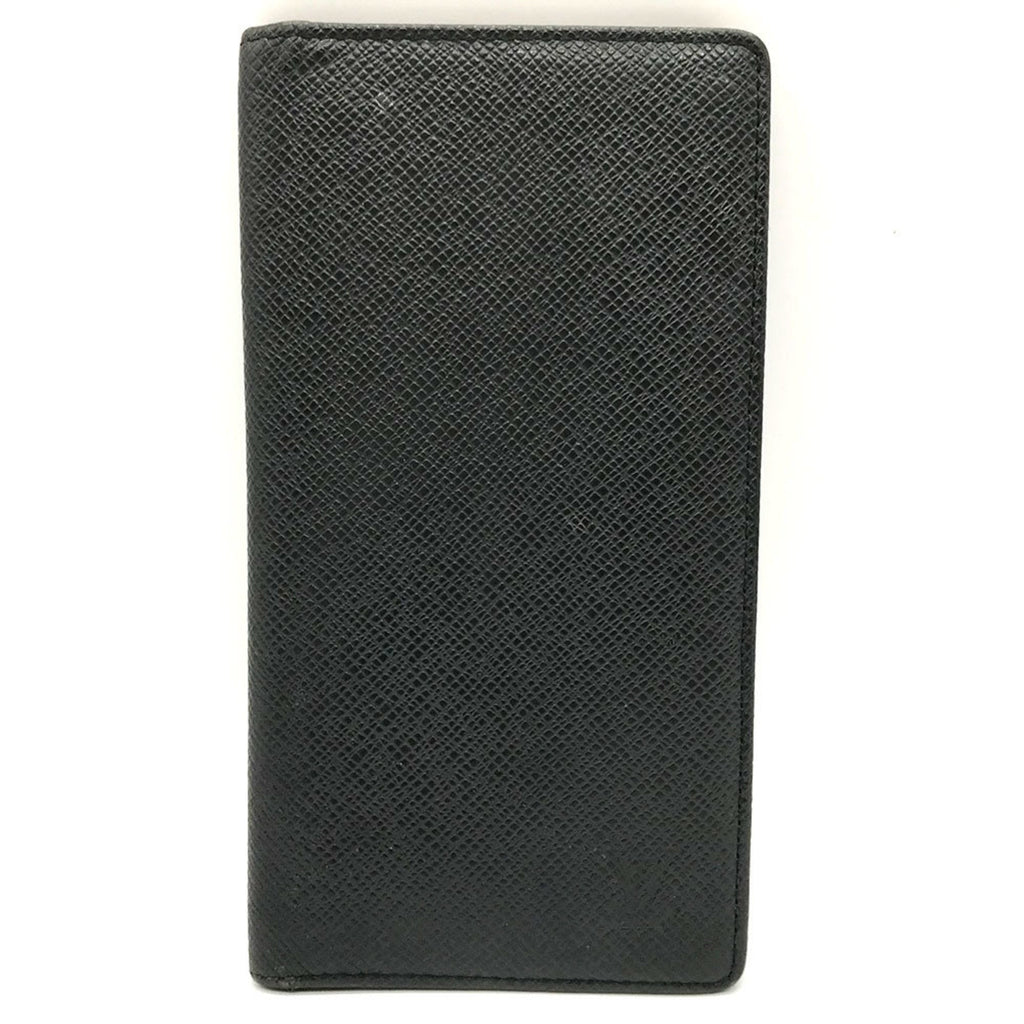 Louis Vuitton Black Noir Taiga Leather Long Bill Wallet