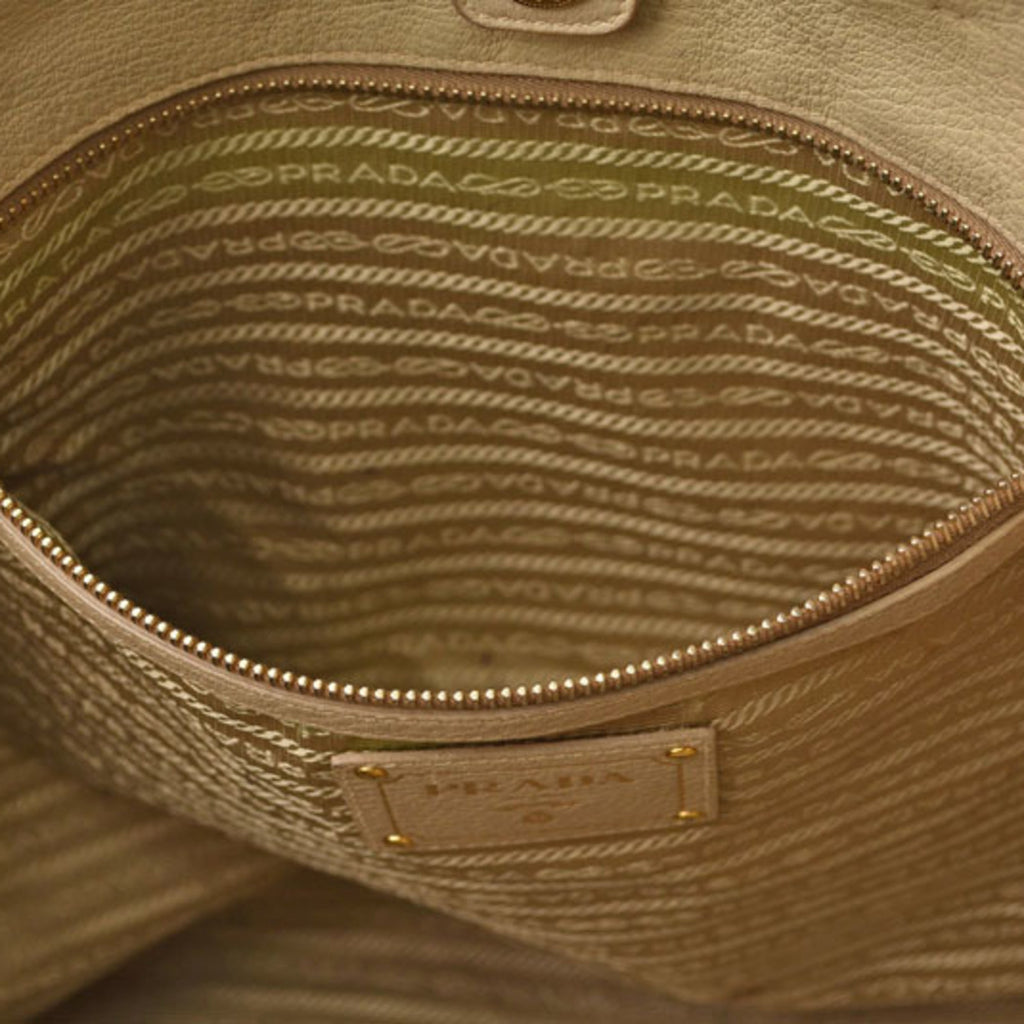 Prada Beige Leather Shoulder Bag Tote Bag